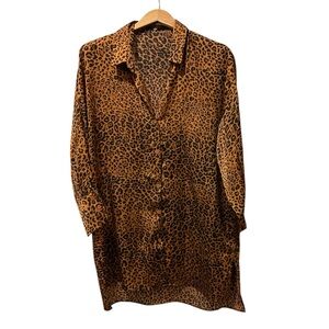 Misguided Leopard Print Button-Up Shirt